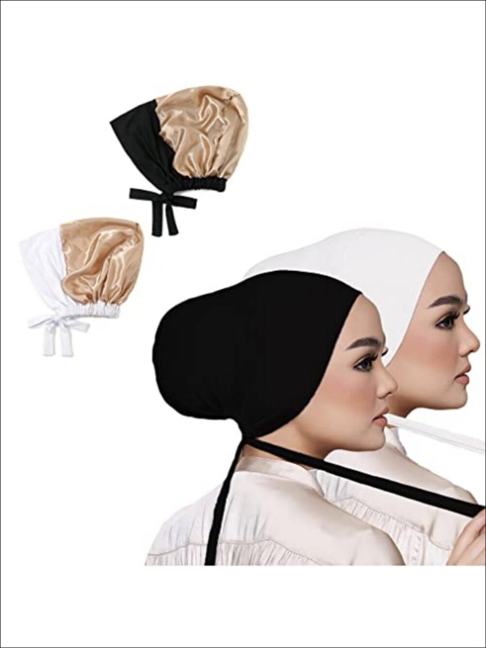 Women's Under Scarf Hijab Cap Tie-Back Closure Stretch Jersey